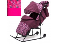Санки-коляска детские "Зимняя сказка 3В Авто" розовый цвет рамы черный - Kettler